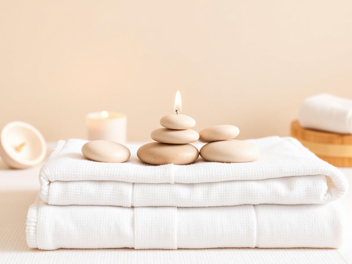Hot stones and fresh towels prepared for treatment